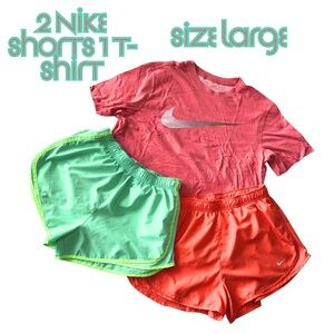 Nike Women’s Running Shorts & T-Shirt Bundle - 2 Shorts 1 T-Shirt Dri-FIT